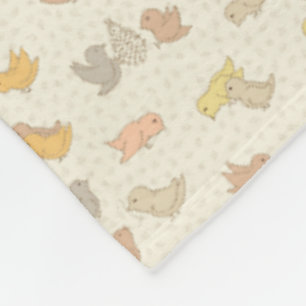Little Birdies and feathers on beige - pattern. Fleece Blanket