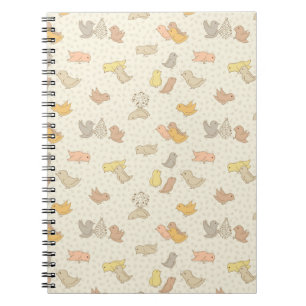 Little Birdies and feathers on beige - pattern. Notebook