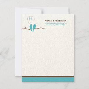 Little Birdies Custom Flat Note Cards (aqua)