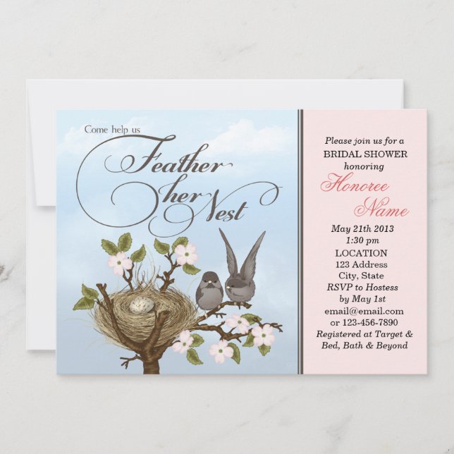 Little Birds Feather Her Nest Shower Invitation (Front)