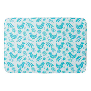 Little Birds Teal White Bath Mat