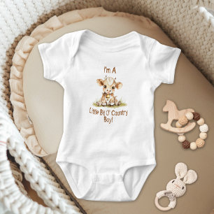Little Bit of Country Baby Boy Or Girl Cow Bodysuit