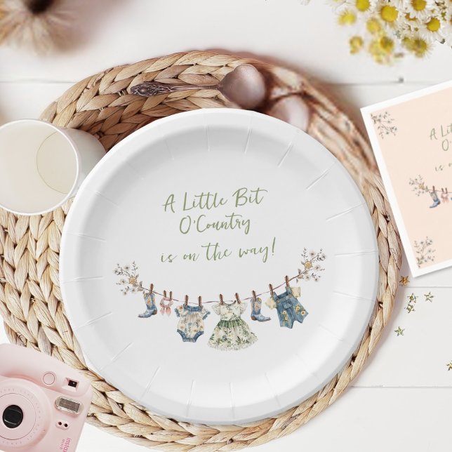 Little Bit Of Country Clothesline Baby Shower Paper Plate (Creator Uploaded)