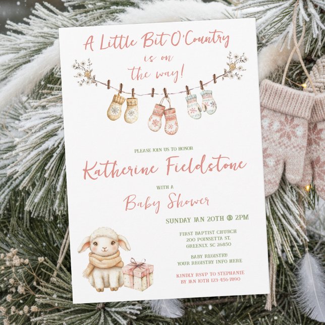 Little Bit Of Country Winter Boho Baby Girl Shower Invitation (Creator Uploaded)