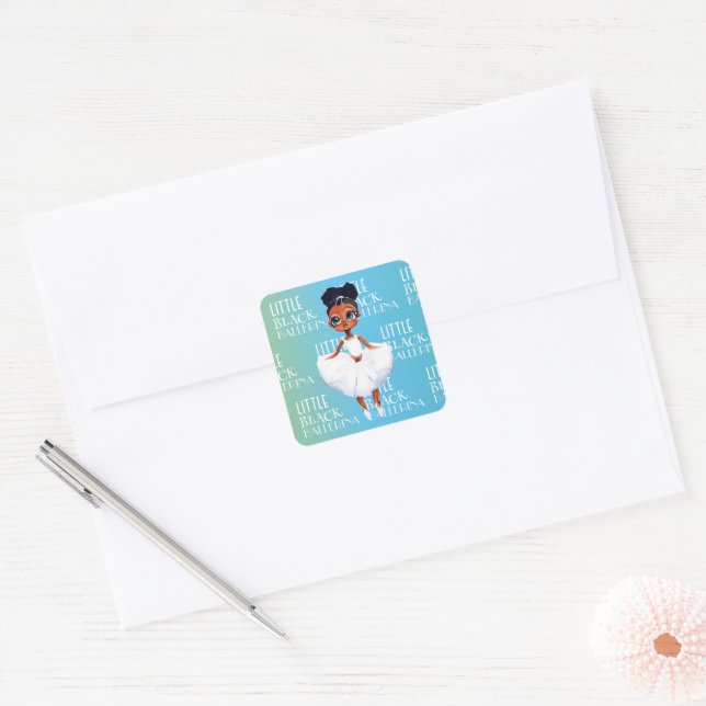 Little Black Ballerina Square Sticker (Envelope)