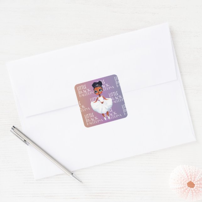 Little Black Ballerina Square Sticker (Envelope)