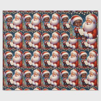 Little Black Boy on Santa’s lap  Wrapping Paper