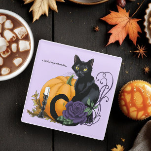 Little Black Cat Glass Coaster