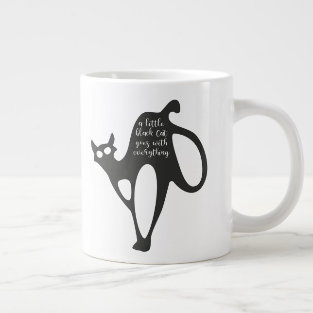 Little Black Cat Large Coffee Mug (Right)