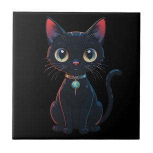Little Black Cat - Spooky Ceramic Tile