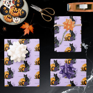 Little Black Cat Wrapping Paper Sheet