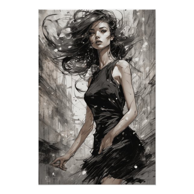 Little Black Dress Art AI-Enhanced Fashion Print  (Front)