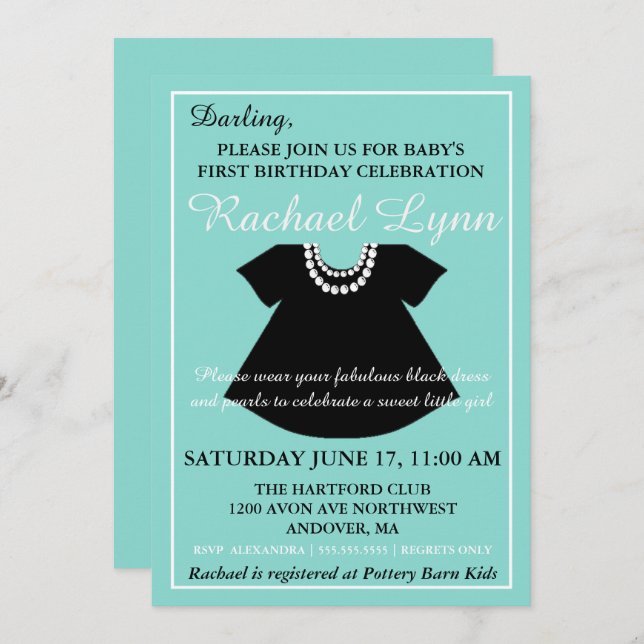 Little Black Dress Baby Girl Sprinkle Shower Invitation (Front/Back)