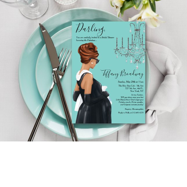 Little Black Dress Blue Glam Baby Shower  Invitation (Creator Uploaded)