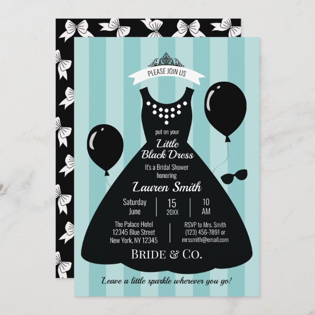 Little Black Dress Bridal Shower Invitation (Front/Back)