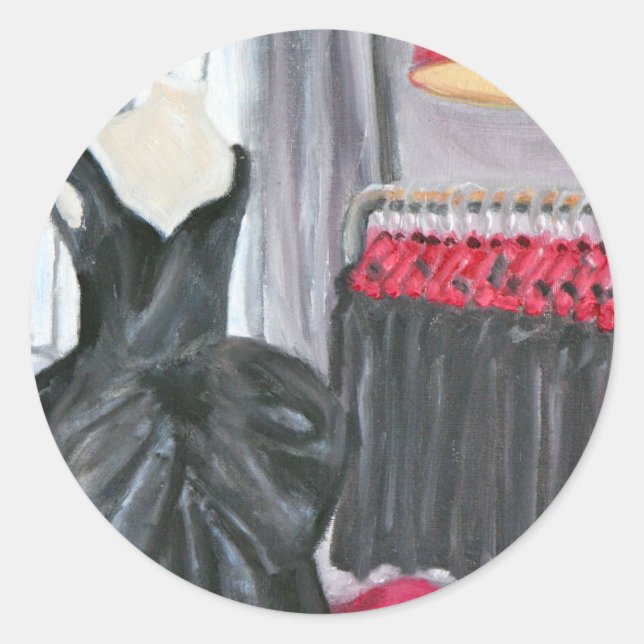 "Little Black Dress" Classic Round Sticker (Front)