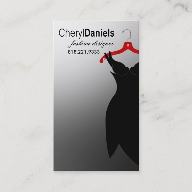 "Little Black Dress" Fashion Designer, Stylist Business Card (Front)