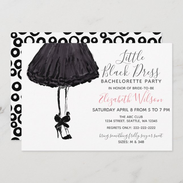 Little Black Dress High Heels Bachelorette Party Invitation (Front/Back)