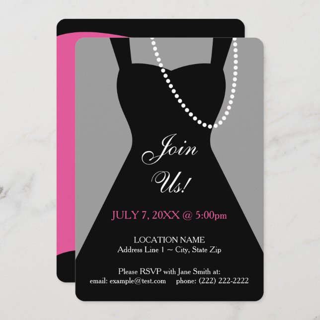 Little Black Dress Invitation Template (Front/Back)