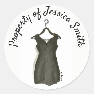 Little Black Dress Property of Personalised Style Classic Round Sticker