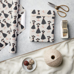 Little Black Dress Society Cute Whimsical Fashion Wrapping Paper