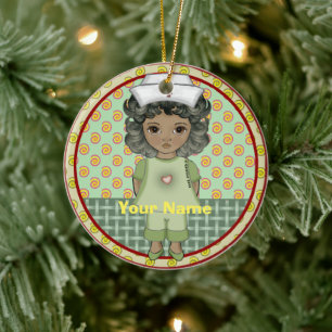 Little Black Girl Nurse Ceramic Ornament