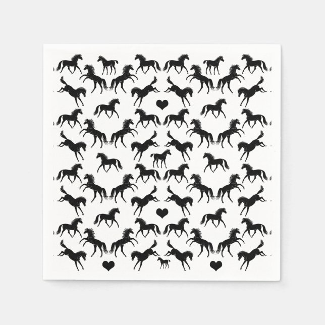 Little Black Horses Paper Napkins (Front)