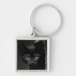 Little Black Kitty Key Ring