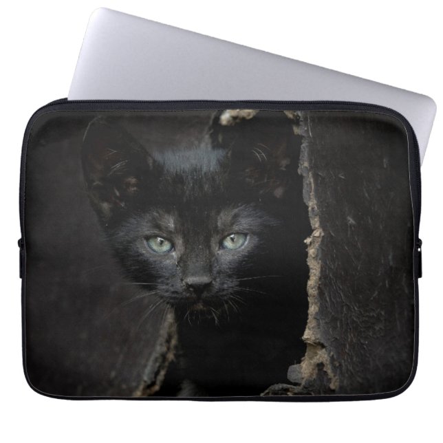 Little Black Kitty Laptop Sleeve (Front)