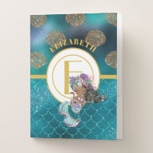 Little Black Mermaid Blue Scales Monogram Girls