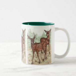 Little Black Tail deer Two-Tone Coffee Mug