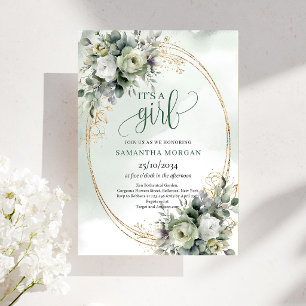 Little Blessing Eucalyptus It's a Girl Invite