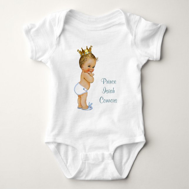 Little Blonde Prince Personalised Baby Bodysuit (Front)