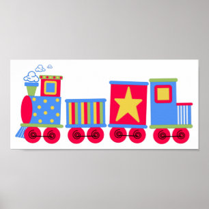 Little Blue and Red Train Poster