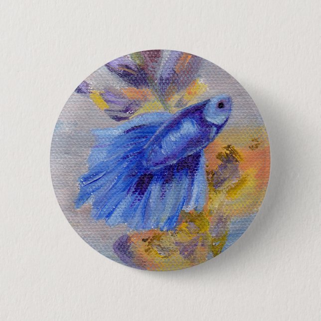 Little Blue Betta Fish 6 Cm Round Badge (Front)