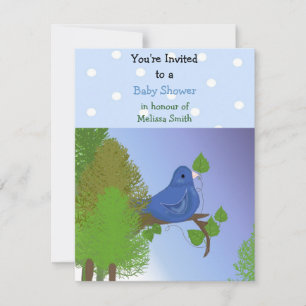 Little Blue Bird Baby Shower Invitation