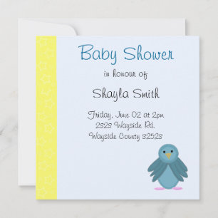 Little Blue Bird Baby Shower Invitation