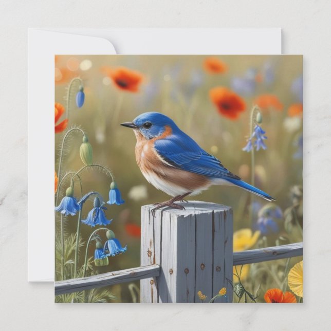 Little Blue Bird Flat Holiday Card (Front)