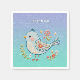 Little Blue Bird Floral Napkins