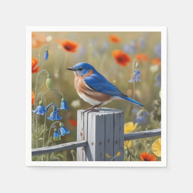 Little Blue Bird Paper Napkin (Front)