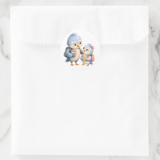 Little Blue Birds Circle Sticker (Bag)