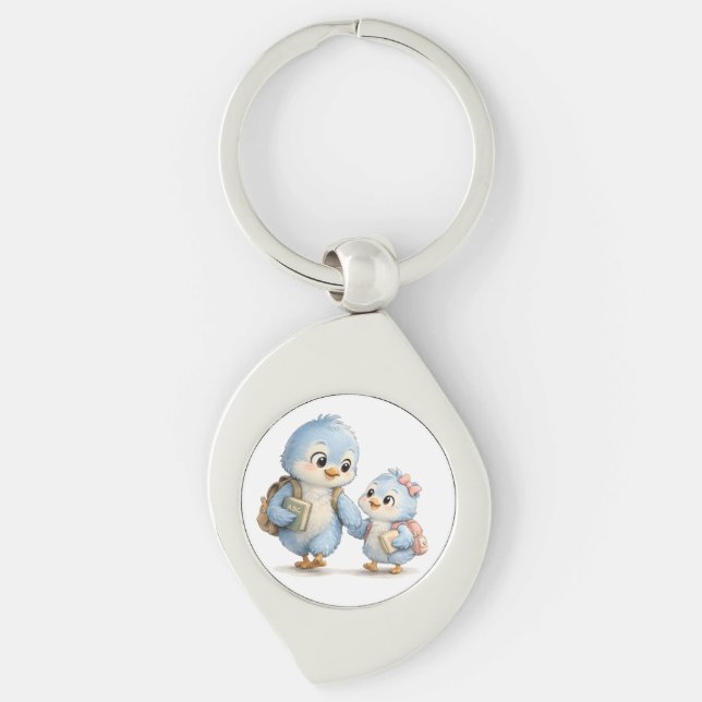 Little Blue Birds Premium Keychain (Front)