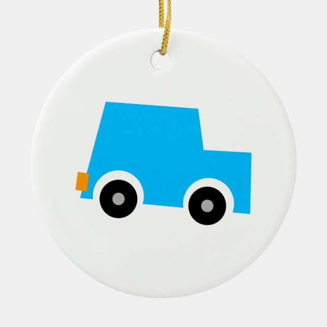 Little Blue Car Ceramic Ornament (Front)