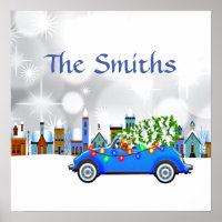Little Blue Car & Tree Christmas Custom