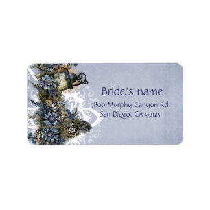 Little Blue Christmas Birds Address Label
