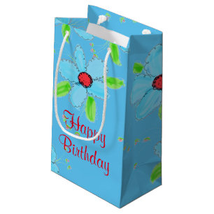 Little Blue Flowered Birthday Gift Bag
