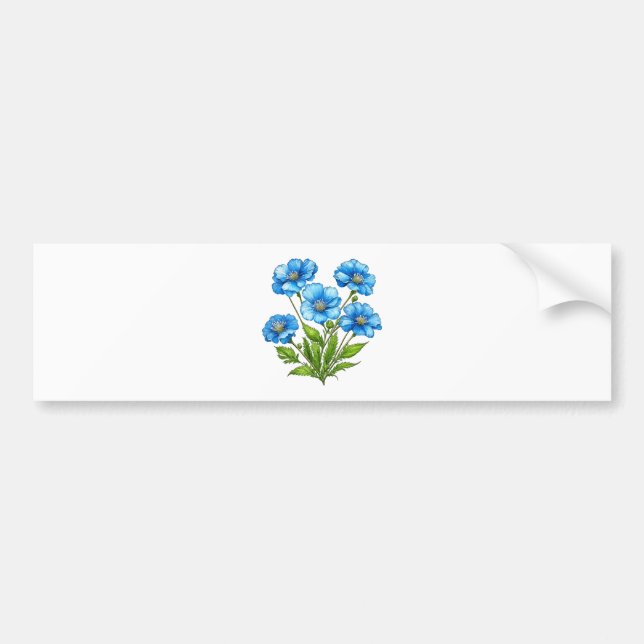 Little Blue Flowers Bumper Sticker (Front)