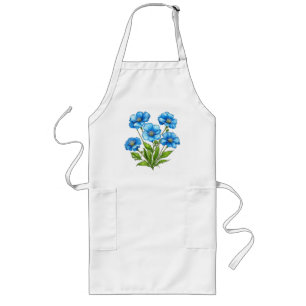 Little Blue Flowers Long Apron