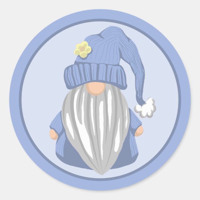 Little Blue Gnome Detailed Classic Round Sticker (Front)
