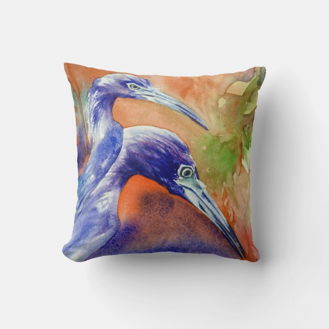 Little Blue Heron Fine Art Pillow (Front)